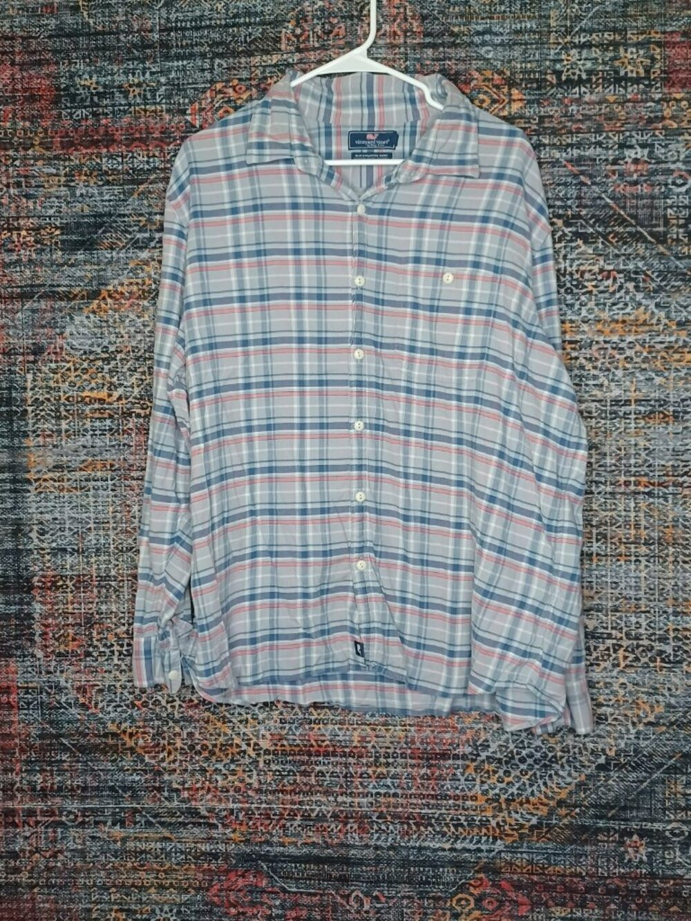 Vineyard Vines mens colorful plaid slim Longshore linen blend shirt XXL